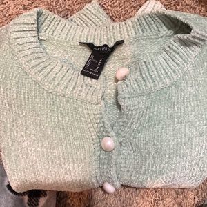 Sea green, button up, sweater